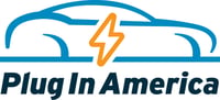 Plug In America logo with car and lightning bolt